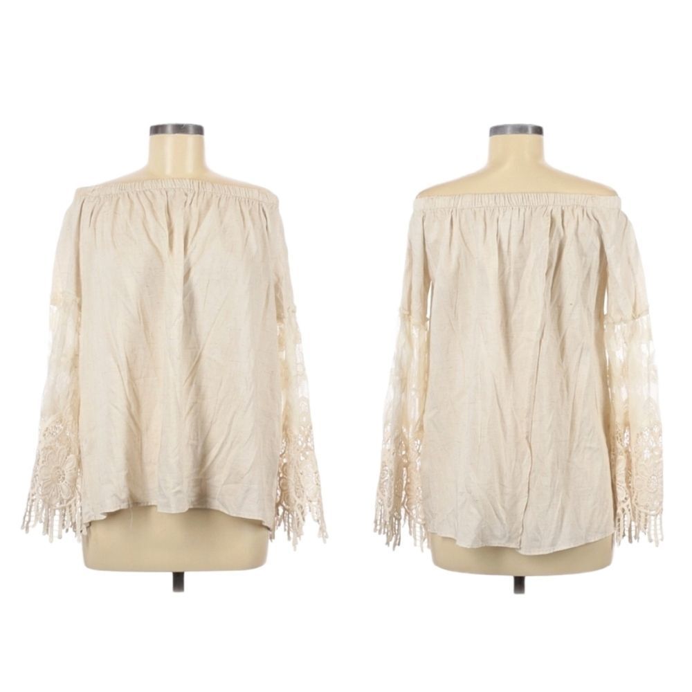 HUMMINGBIRD Lace Embroidered Off Shoulder Top M